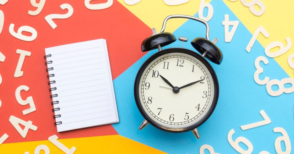 Alarm Clock Lying on Multicolored Surface